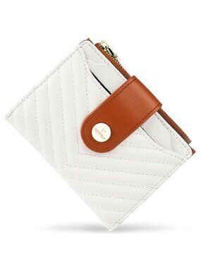 Womens RFID Bifold Wallet Vegan Leather Card Holder Coin Pocket ID Window Beige